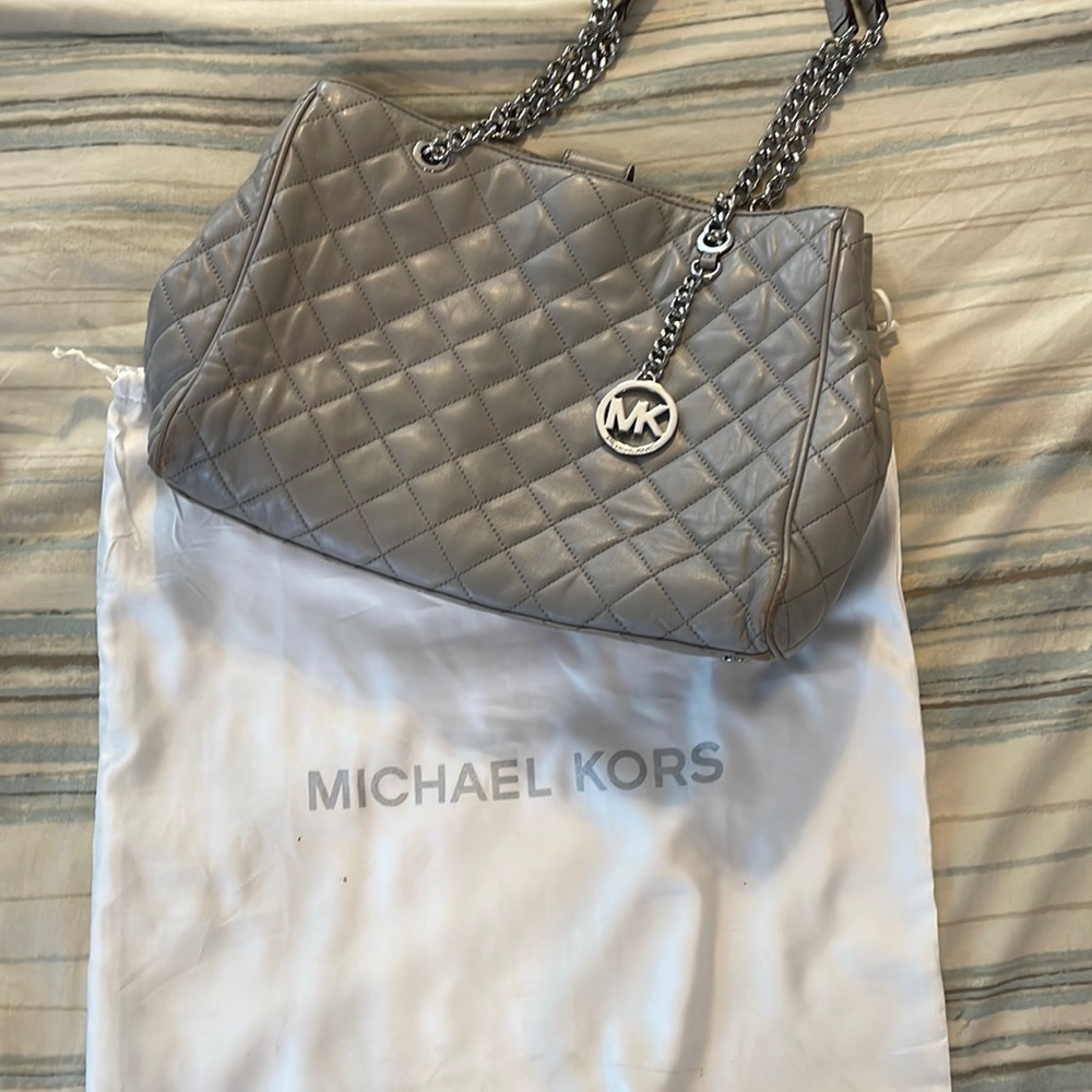 Michael Kora chain strap leather tote